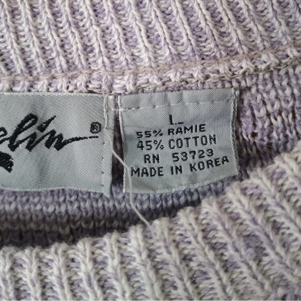 Vintage 1980s-1990s Zeppelin Retro Pastel Geometric Sweater Purple/Cream Size L - Picture 4 of 5